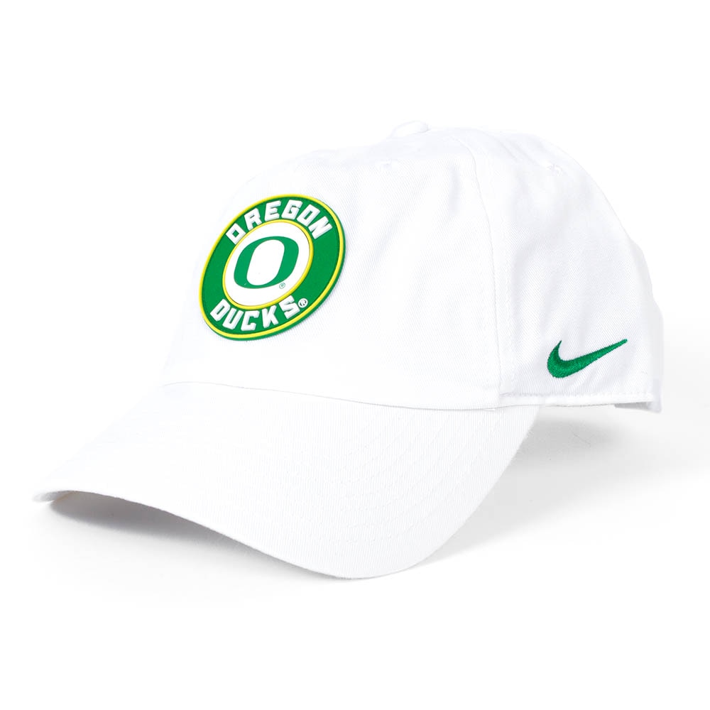 Classic Oregon O, Nike, White, Curved Bill, Accessories, Unisex, Unstructured, Oregon Ducks, Adjustable, Hat, 882516
